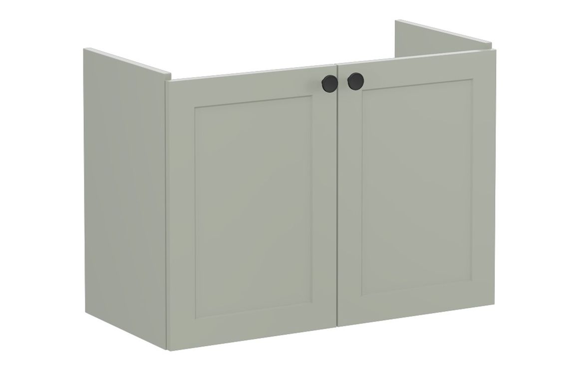 VitrA Root Classic 80cm 2 Door Wall Hung Slim Washbasin Unit - Matt Retro Green,Furniture