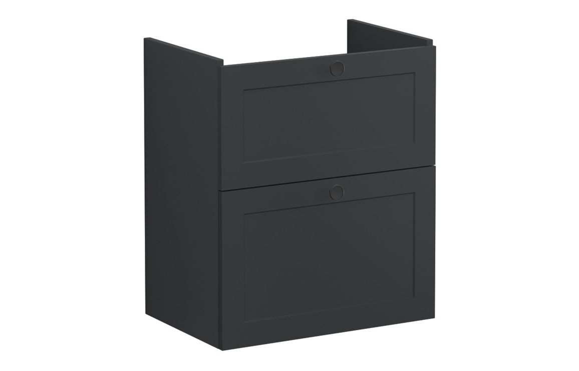 VitrA Root Classic 60cm 2 Drawer Slim Washbasin Unit - Matt Graphite,Furniture