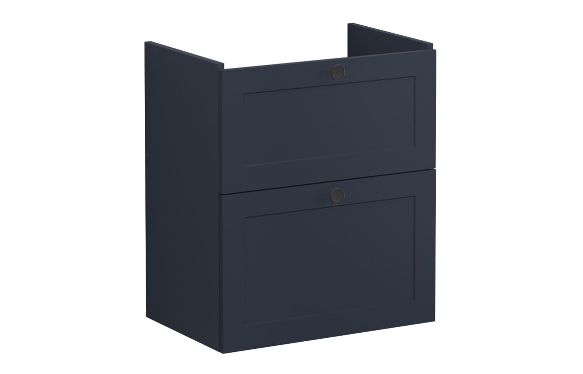 VitrA Root Classic 60cm 2 Drawer Slim Washbasin Unit - Matt Dark Blue,Furniture