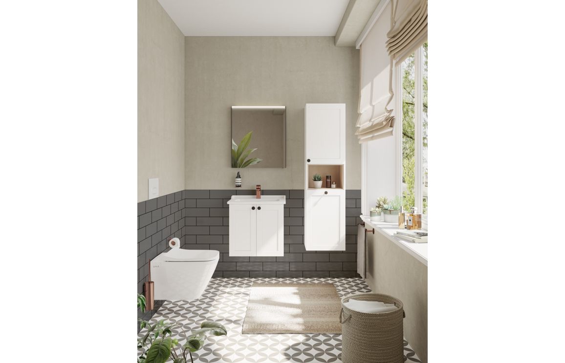VitrA Root Classic 60cm 2 Door Wall Hung Washbasin Unit - Matt White,Furniture - Image 3