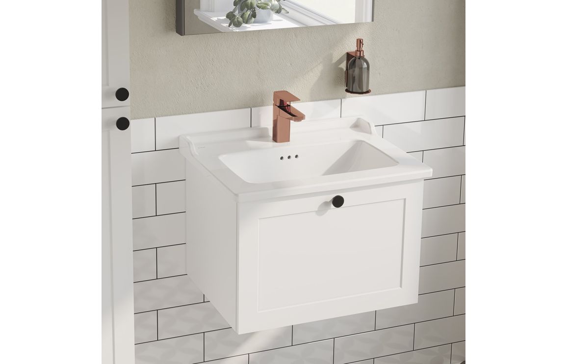 VitrA Root Classic 60cm 1 Drawer Washbasin Unit - Matt White,Furniture - Image 2