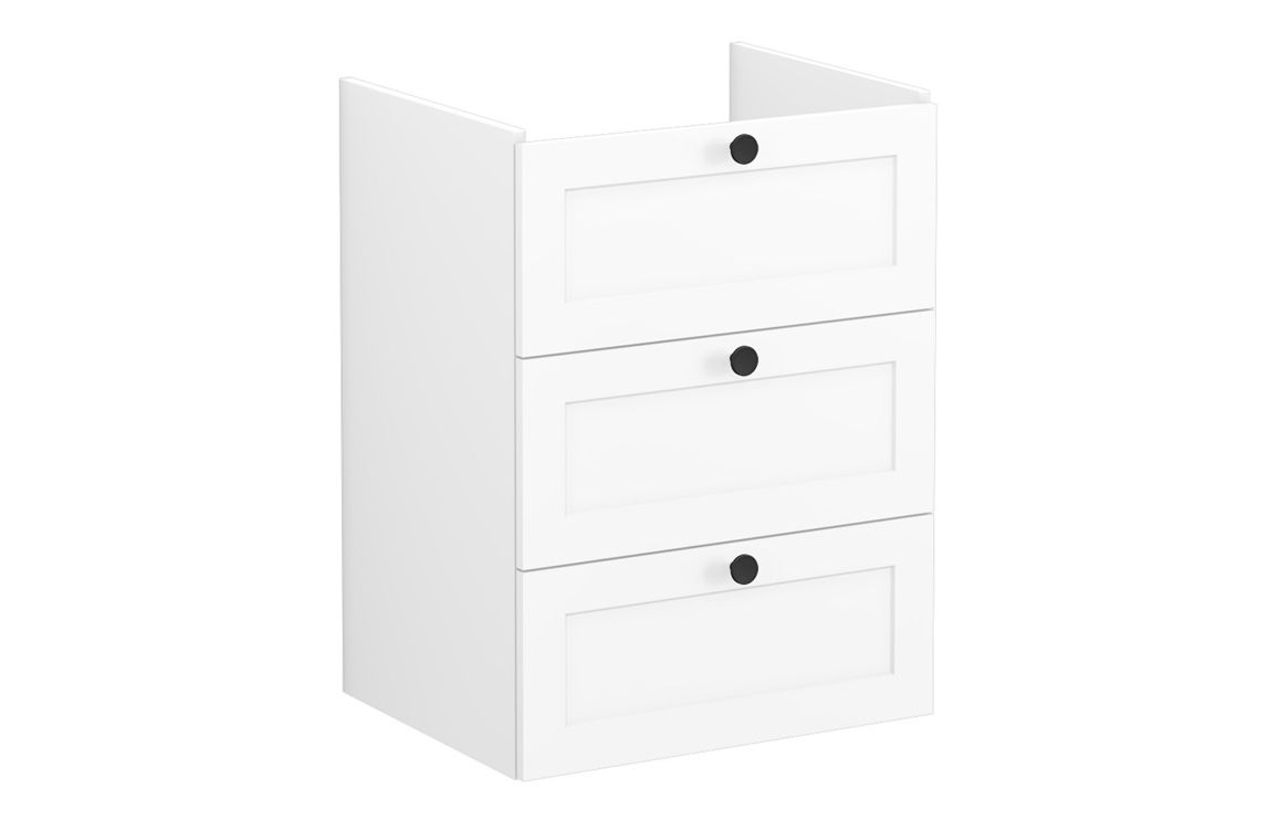 VitrA Root Classic 60cm 3 Drawer Washbasin Unit - Matt White,Furniture