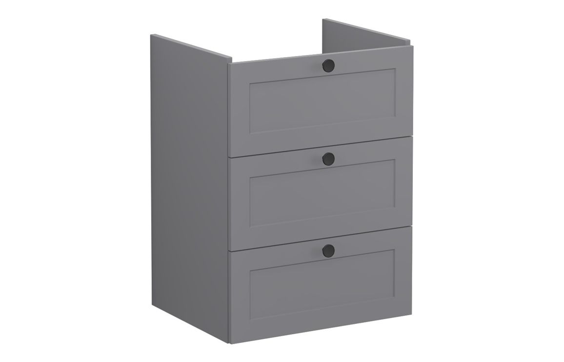 VitrA Root Classic 60cm 3 Drawer Washbasin Unit - Matt Grey,Furniture