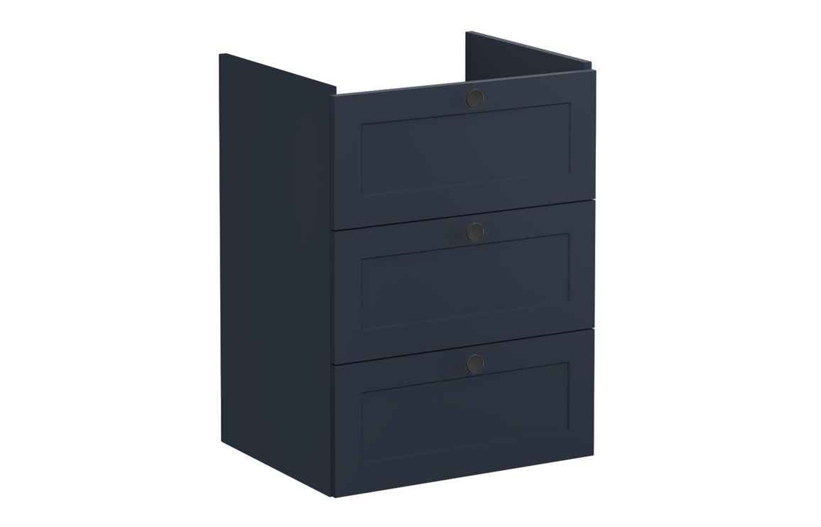 VitrA Root Classic 60cm 3 Drawer Washbasin Unit - Matt Dark Blue,Furniture