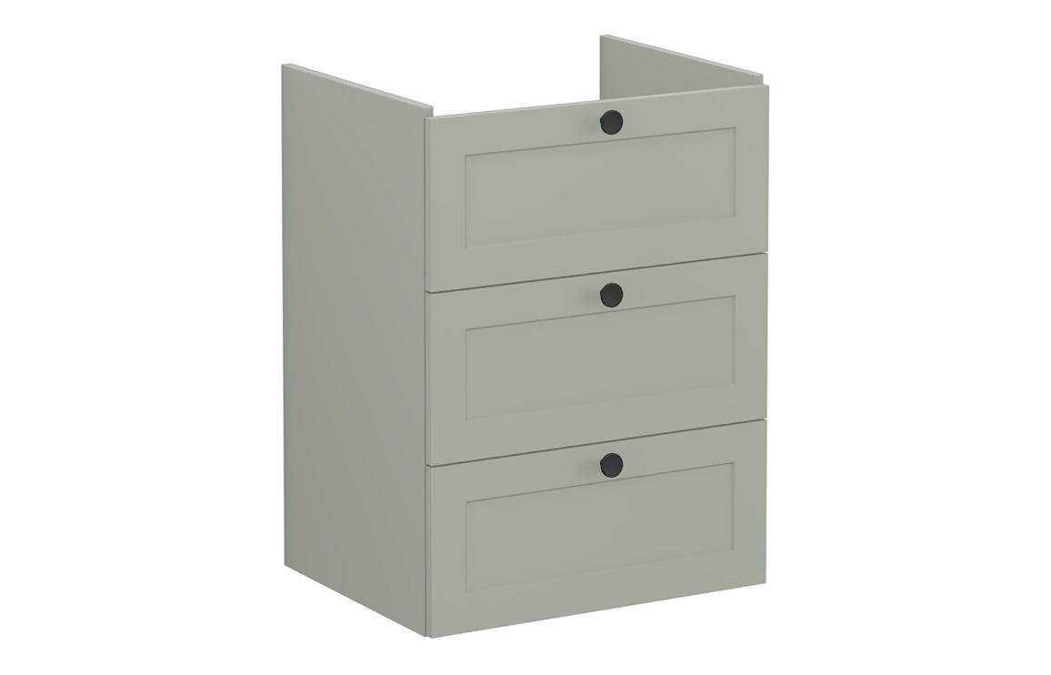 VitrA Root Classic 60cm 3 Drawer Washbasin Unit - Matt Retro Green,Furniture