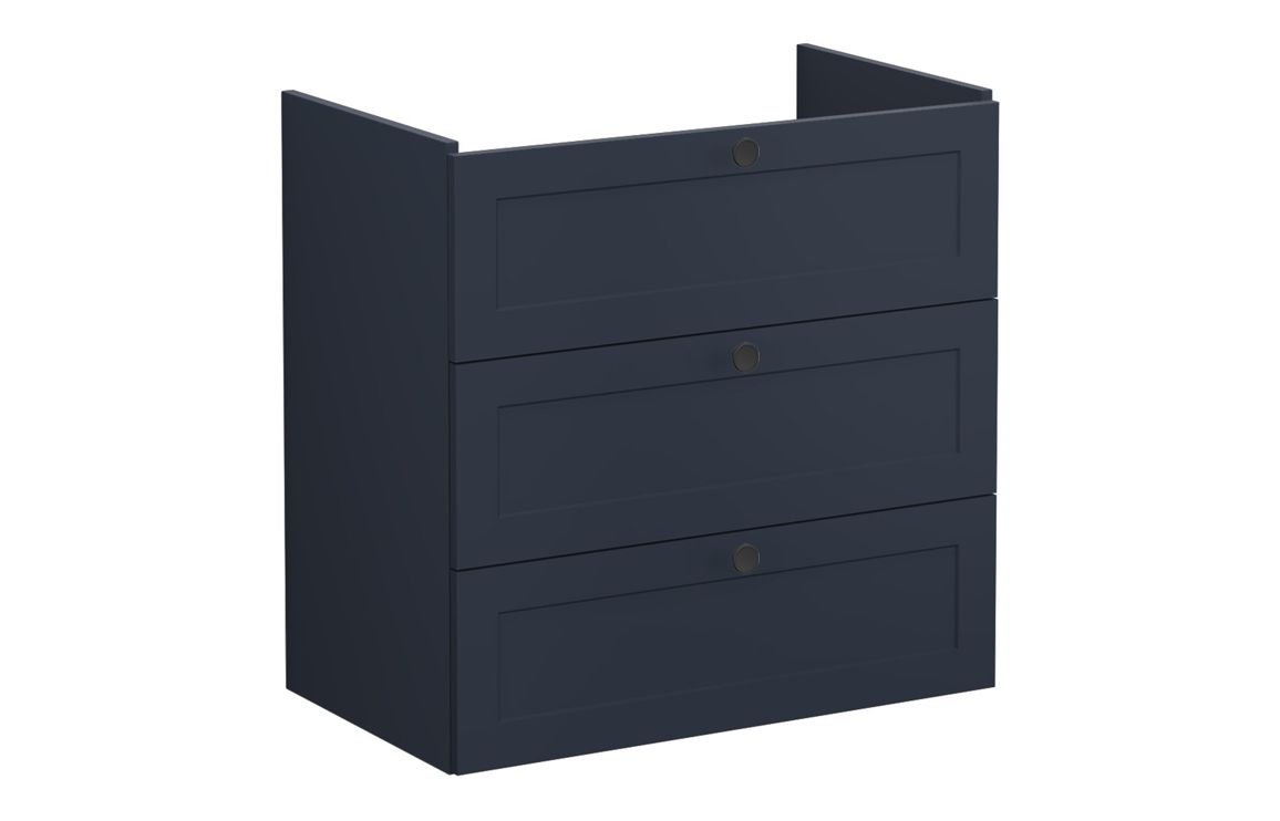 VitrA Root Classic 80cm 3 Drawer Washbasin Unit - Matt Dark Blue,Furniture