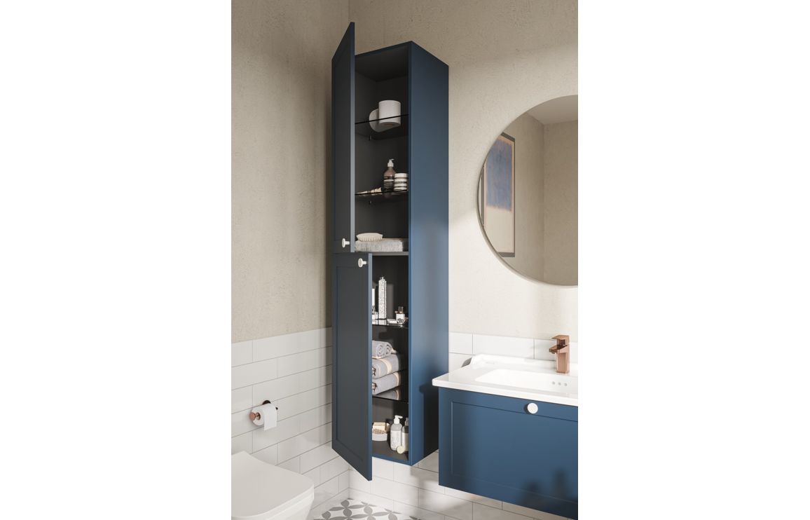VitrA Root Classic 40cm 2 Door Tall Unit (LH Hinge) - Matt Dark Blue,Furniture - Image 2