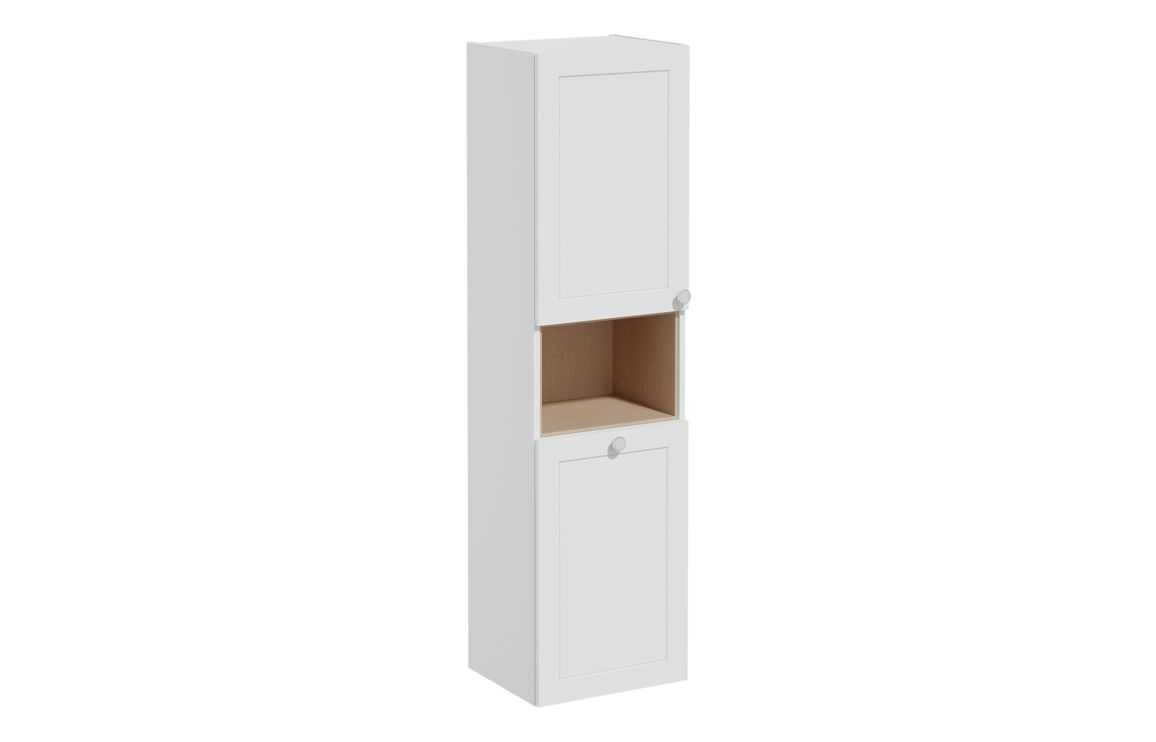 VitrA Root Classic 40cm 2 Door Semi-Tall Unit w/Laundry Basket (LH Hinge) - Matt Light Grey,Furniture