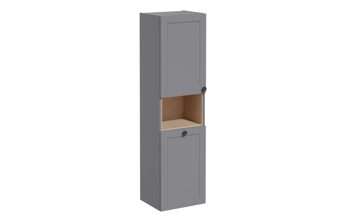 VitrA Root Classic 40cm 2 Door Semi-Tall Unit w/Laundry Basket (LH Hinge) - Matt Grey,Furniture