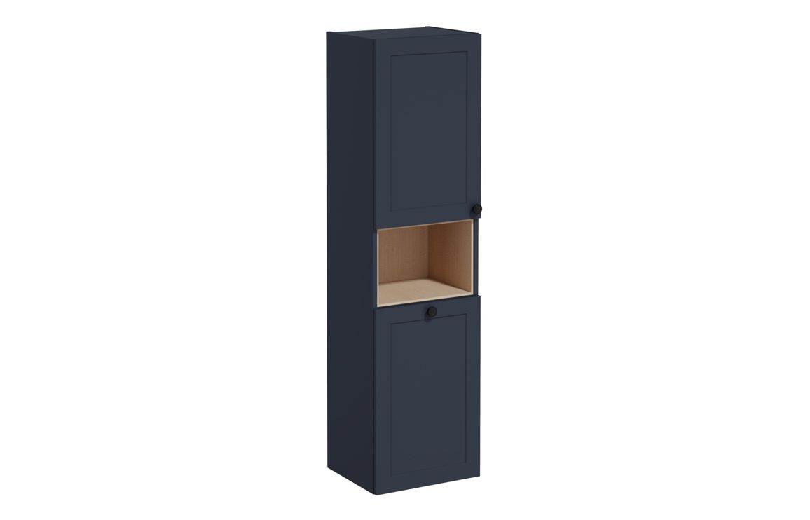 VitrA Root Classic 40cm 2 Door Semi-Tall Unit w/Laundry Basket (LH Hinge) - Matt Dark Blue,Furniture