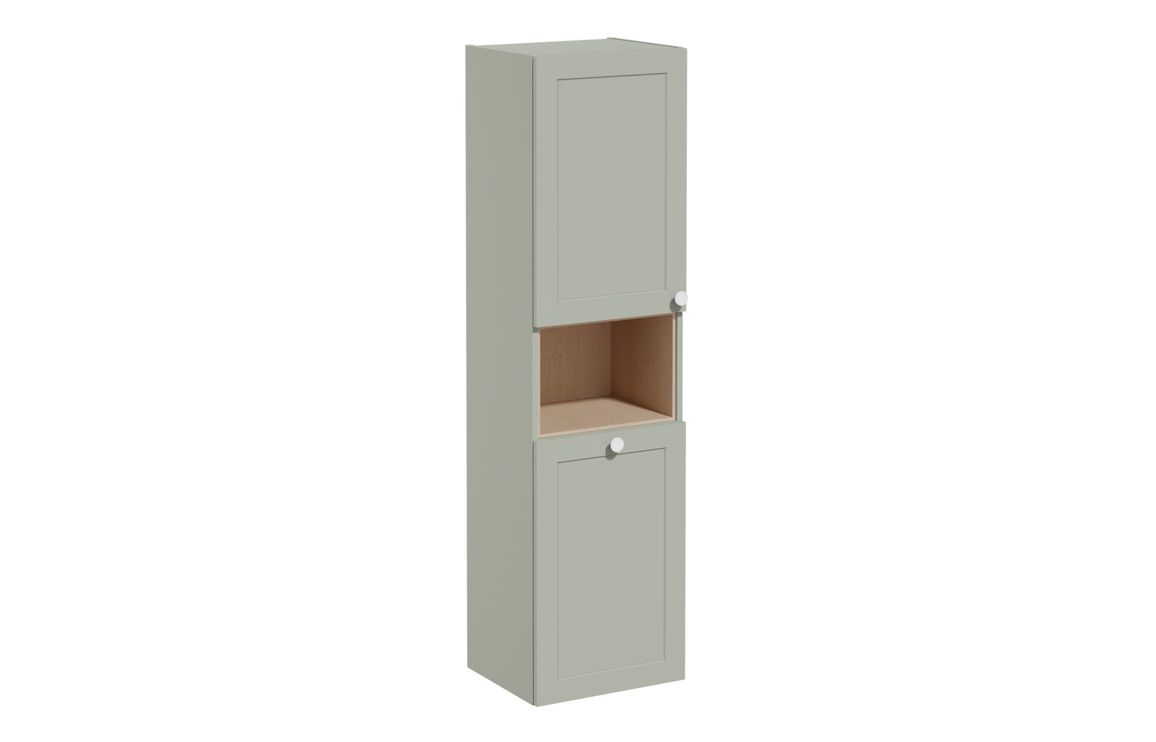 VitrA Root Classic 40cm 2 Door Semi-Tall Unit w/Laundry Basket (LH Hinge) - Matt Retro Green,Furniture