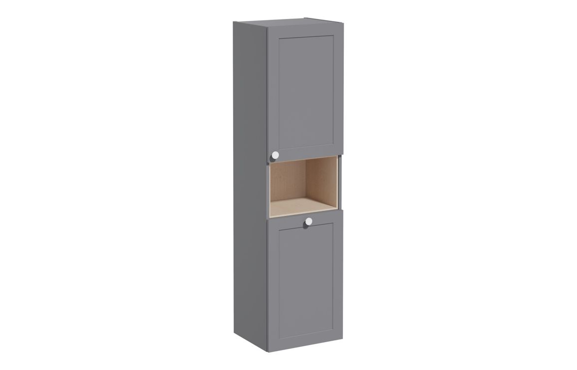 VitrA Root Classic 40cm 2 Door Semi-Tall Unit w/Laundry Basket (RH Hinge) - Matt Grey,Furniture