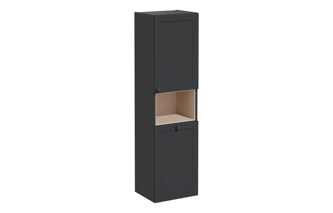 VitrA Root Classic 40cm 2 Door Semi-Tall Unit w/Laundry Basket (RH Hinge) - Matt Graphite,Furniture
