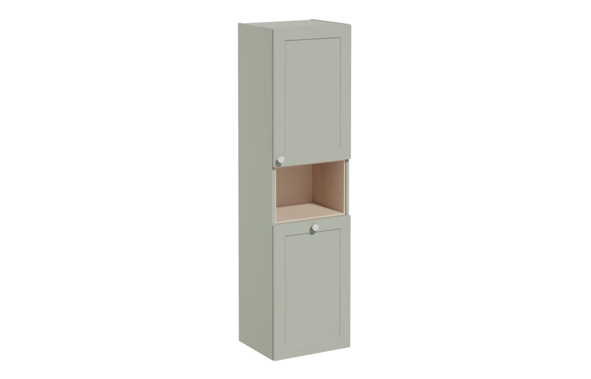 VitrA Root Classic 40cm 2 Door Semi-Tall Unit w/Laundry Basket (RH Hinge) - Matt Retro Green,Furniture