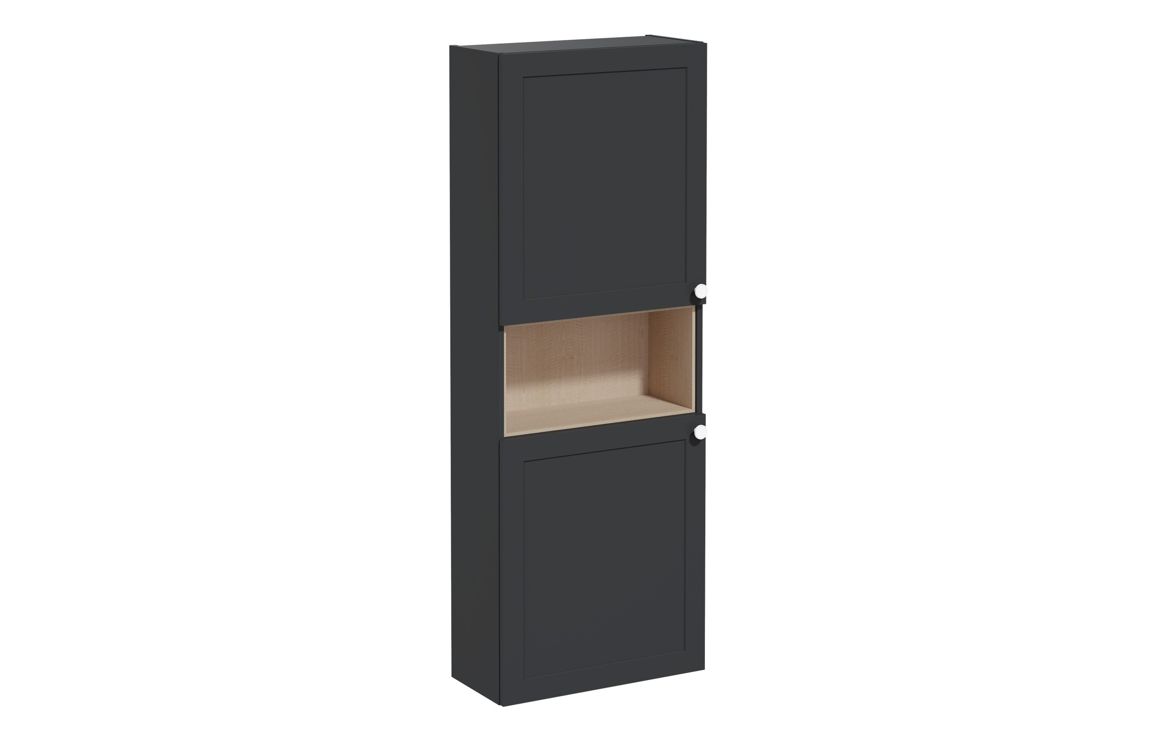 VitrA Root Classic 55cm 2 Door Semi-Tall Unit (LH Hinge) - Matt Graphite,Furniture