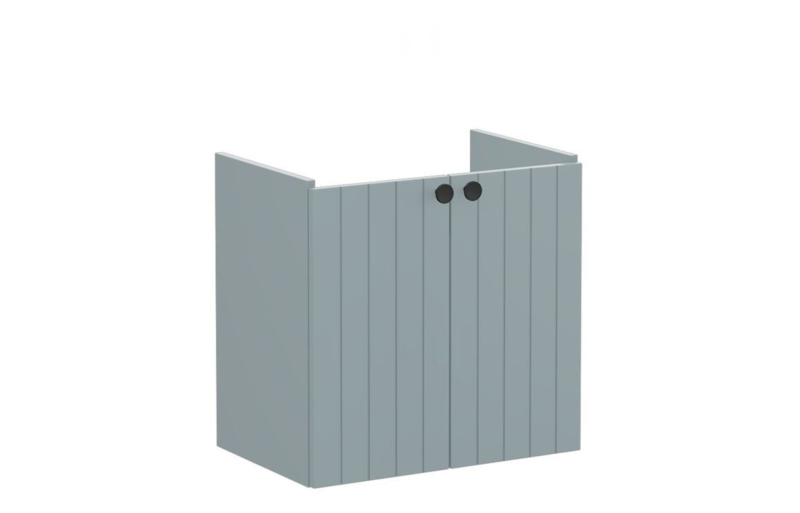 VitrA Root Groove 60cm 2 Door Wall Hung Slim Washbasin Unit - Matt Fjord Green,Furniture