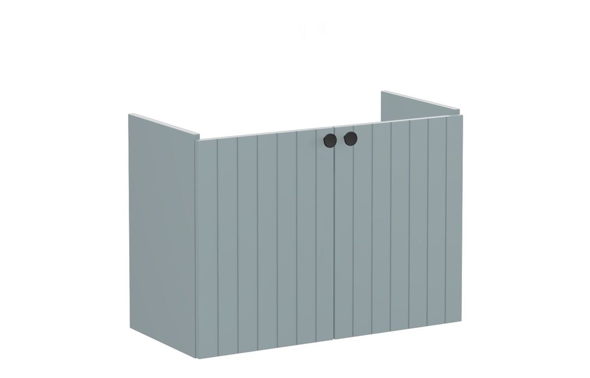VitrA Root Groove 80cm 2 Door Wall Hung Slim Washbasin Unit - Matt Fjord Green,Furniture