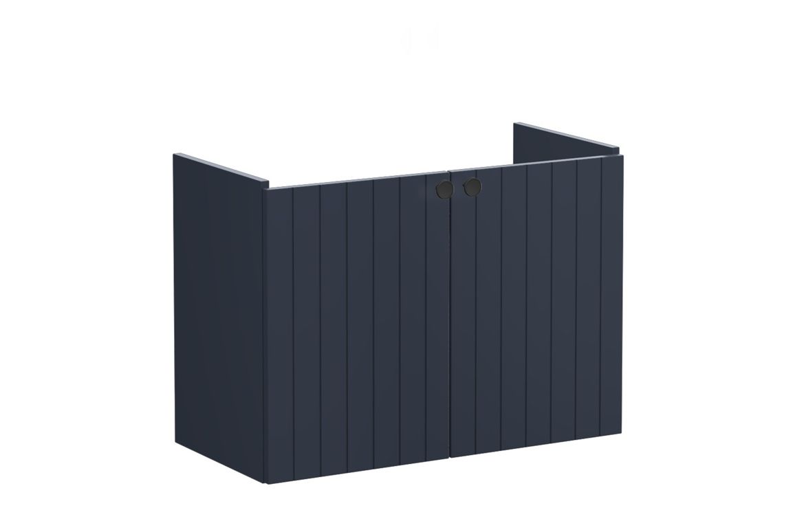 VitrA Root Groove 80cm 2 Door Wall Hung Slim Washbasin Unit - Matt Dark Blue,Furniture