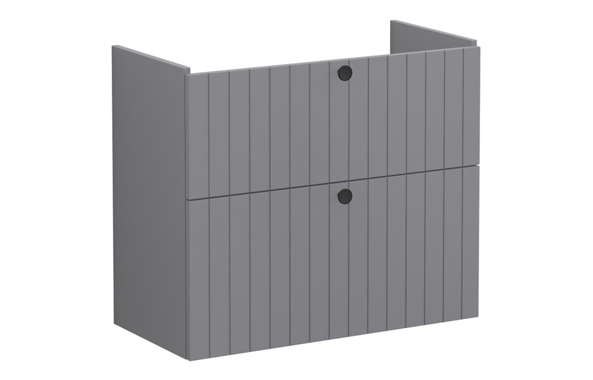 VitrA Root Groove 80cm 2 Drawer Slim Washbasin Unit - Matt Grey,Furniture