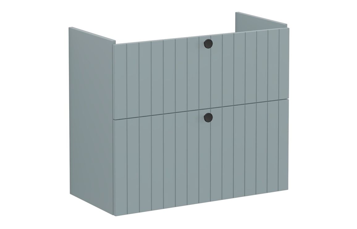 VitrA Root Groove 80cm 2 Drawer Slim Washbasin Unit - Matt Fjord Green,Furniture