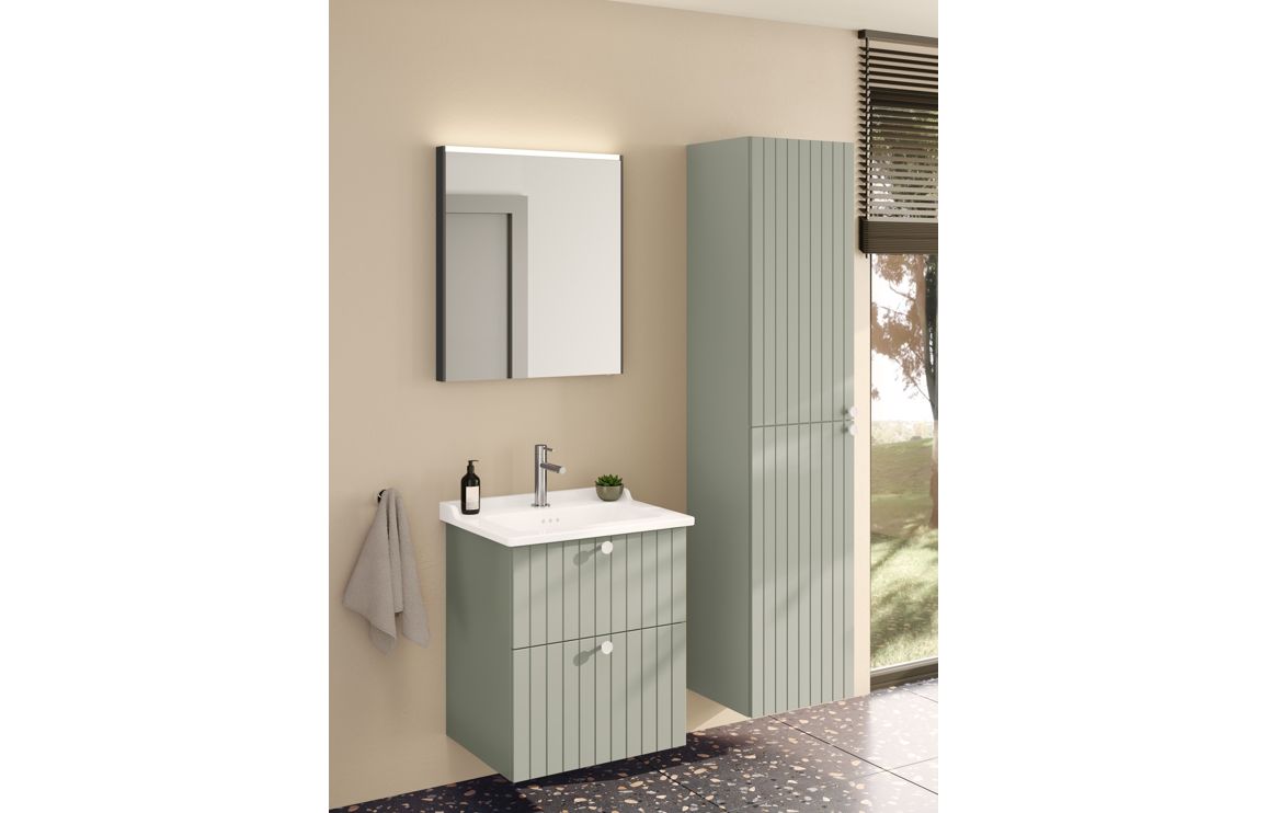 VitrA Root Groove 40cm 2 Door Tall Unit (LH Hinge) - Matt Retro Green,Furniture - Image 3
