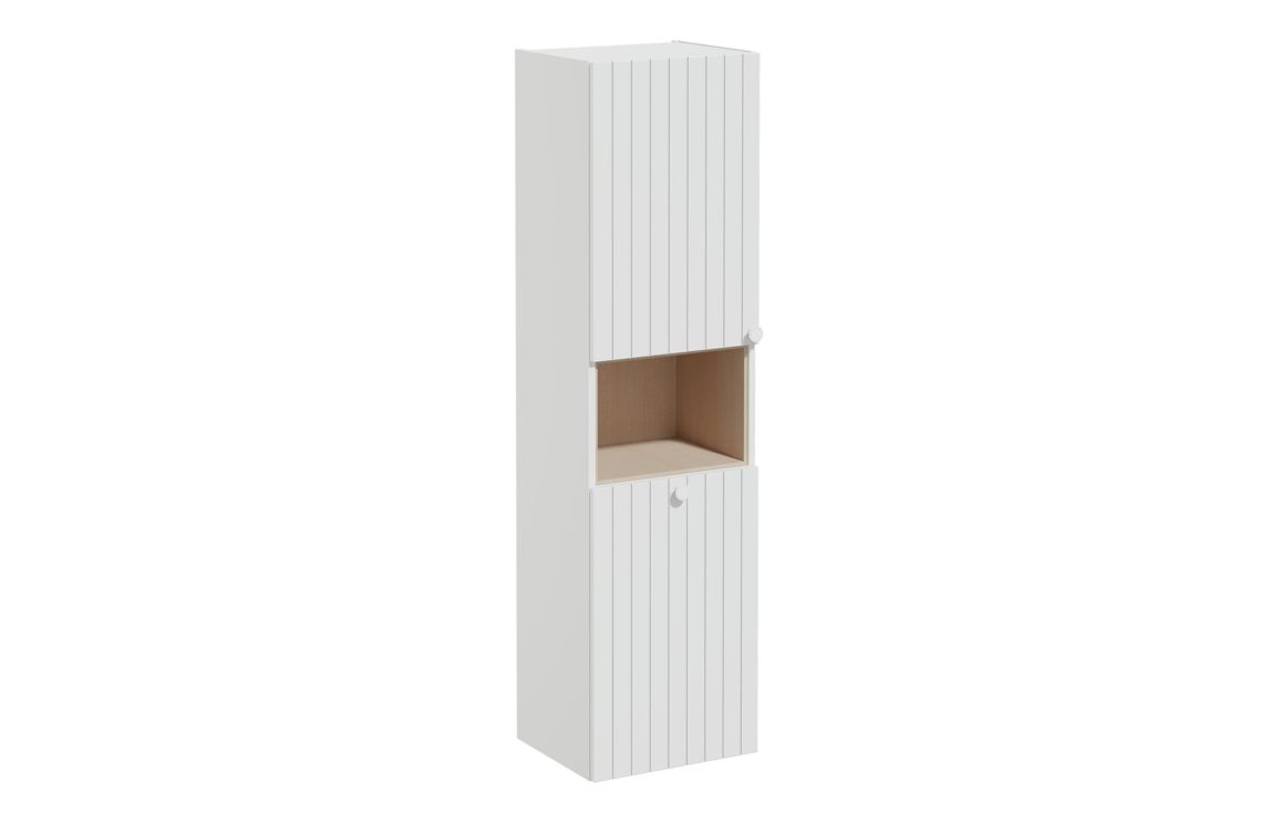 VitrA Root Groove 40cm 2 Door Semi-Tall Unit w/Laundry Basket (LH Hinge) - Matt Light Grey,Furniture