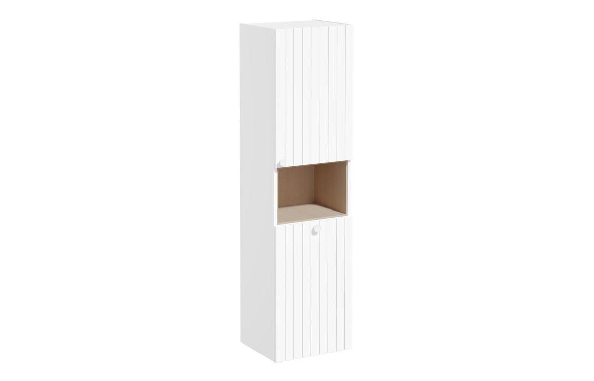 VitrA Root Groove 40cm 2 Door Semi-Tall Unit w/Laundry Basket (RH Hinge) - Matt White,Furniture