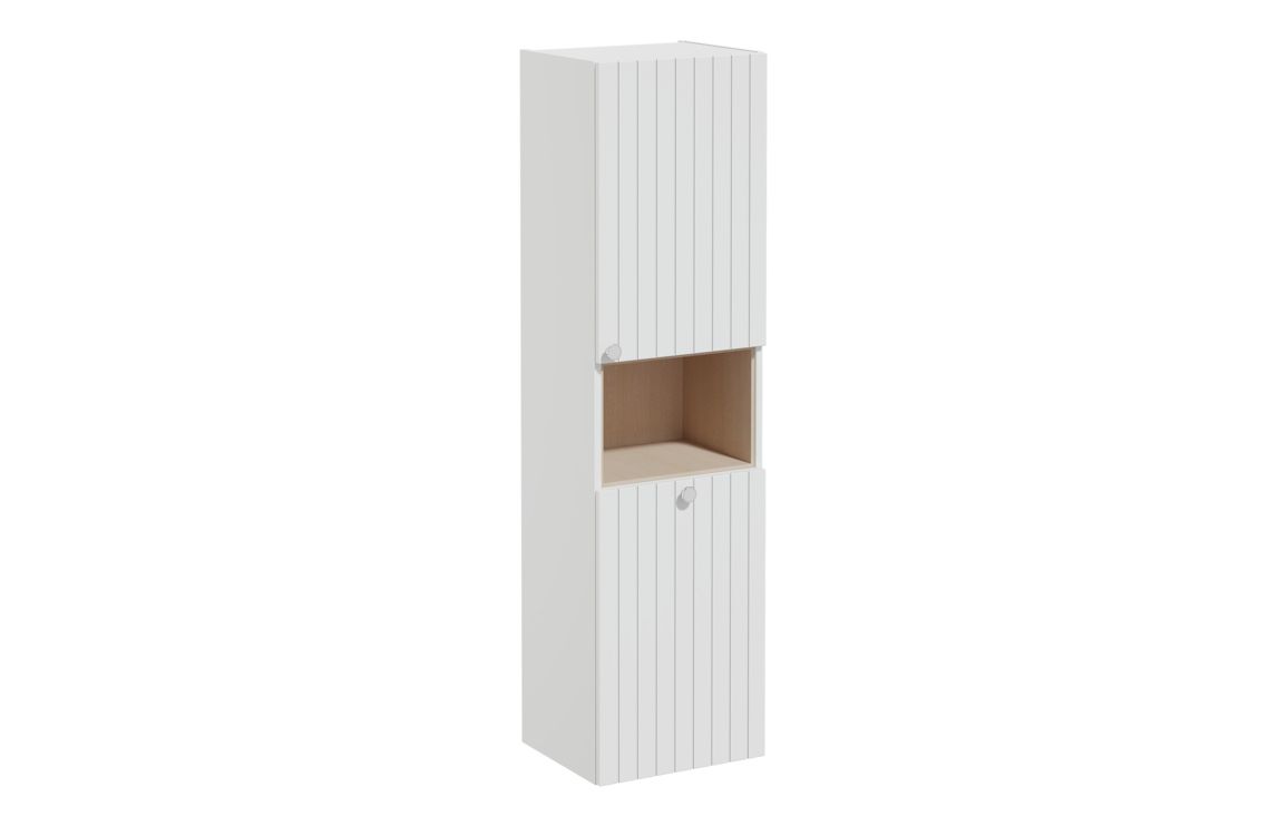 VitrA Root Groove 40cm 2 Door Semi-Tall Unit w/Laundry Basket (RH Hinge) - Matt Light Grey,Furniture