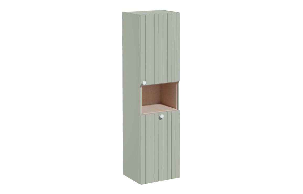 VitrA Root Groove 40cm 2 Door Semi-Tall Unit w/Laundry Basket (RH Hinge) - Matt Retro Green,Furniture