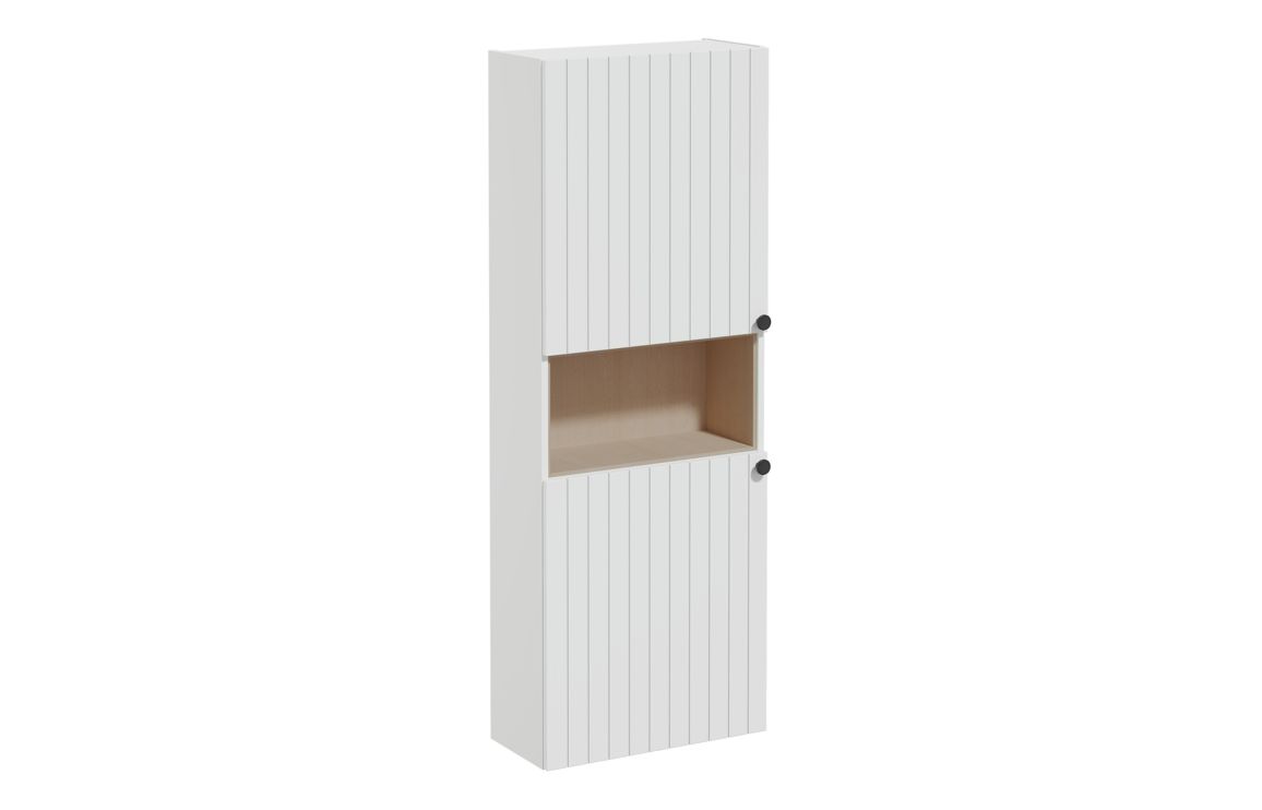 VitrA Root Groove 55cm 2 Door Semi-Tall Unit (LH Hinge) - Matt Light Grey,Furniture