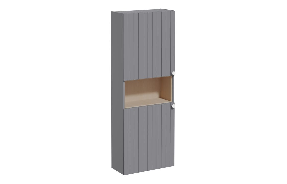 VitrA Root Groove 55cm 2 Door Semi-Tall Unit (LH Hinge) - Matt Grey,Furniture