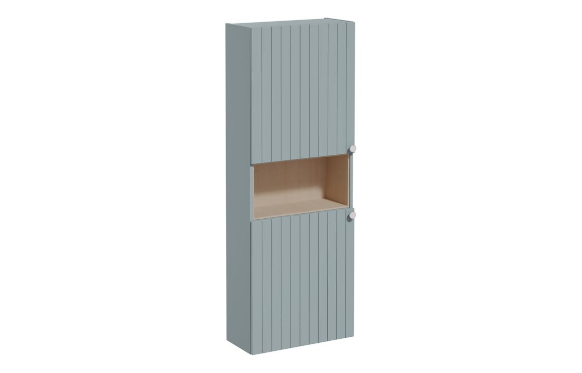 VitrA Root Groove 55cm 2 Door Semi-Tall Unit (LH Hinge) - Matt Fjord Green,Furniture