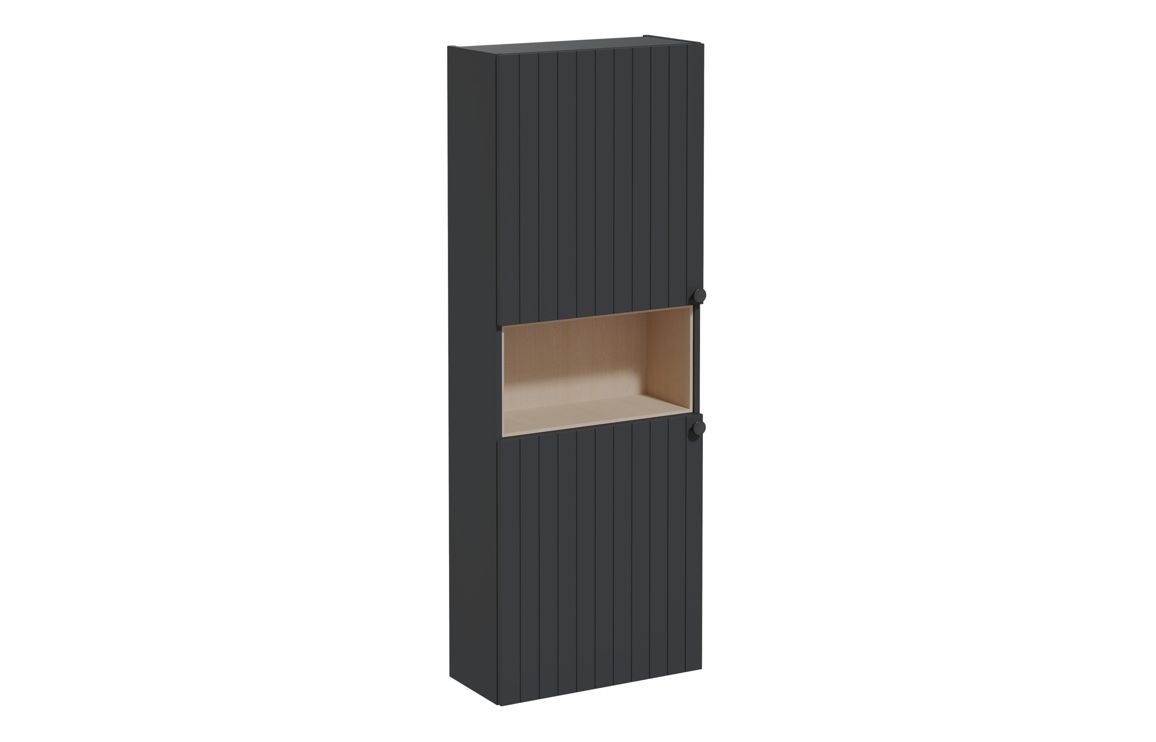 VitrA Root Groove 55cm 2 Door Semi-Tall Unit (LH Hinge) - Matt Graphite,Furniture