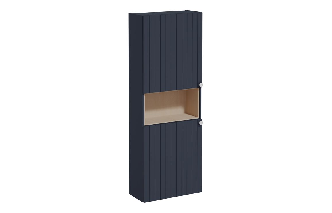 VitrA Root Groove 55cm 2 Door Semi-Tall Unit (LH Hinge) - Matt Dark Blue,Furniture