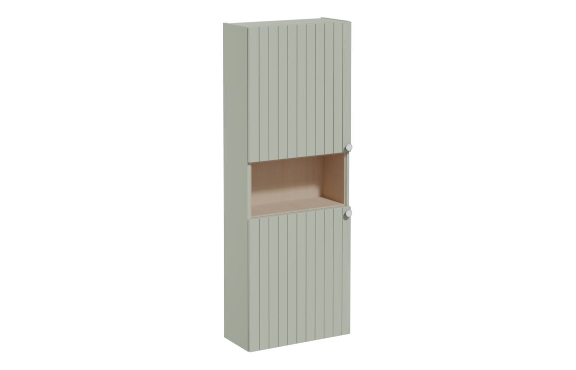 VitrA Root Groove 55cm 2 Door Semi-Tall Unit (LH Hinge) - Matt Retro Green,Furniture