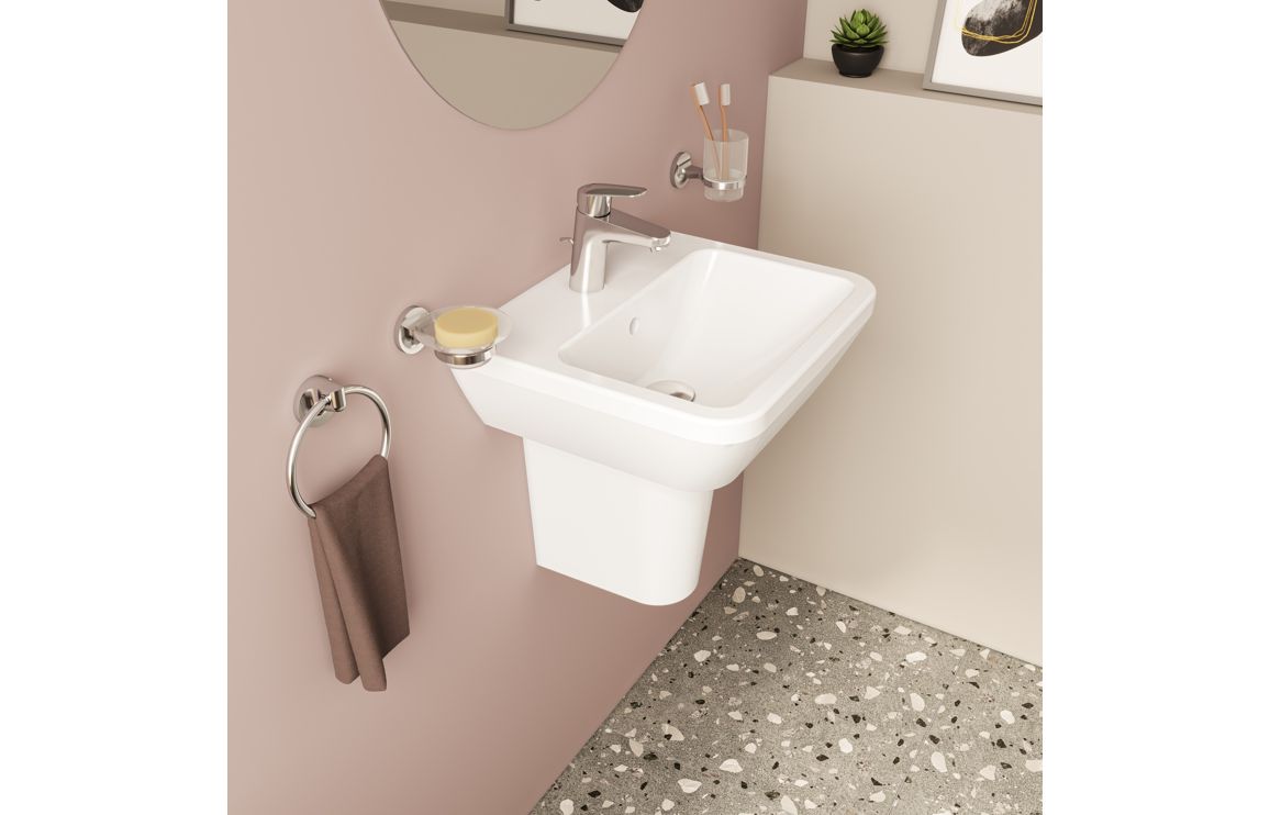 Basin Only, VitrA Integra 445x400mm 1TH Basin w/Overflow - White - Image 4