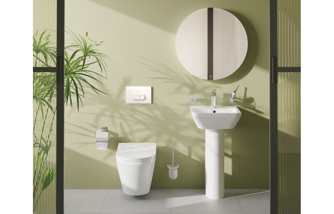 Basin Only, VitrA Integra 445x400mm 1TH Basin w/Overflow - White - Image 8