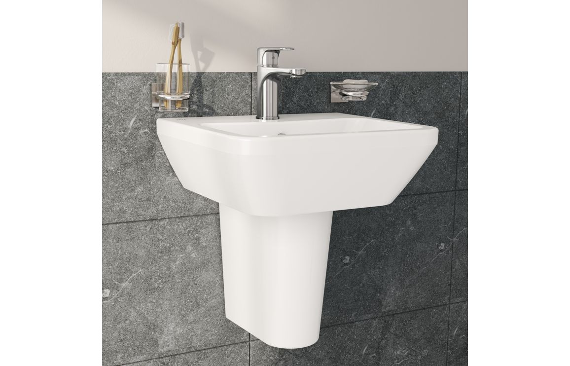 Basin Only, VitrA Integra 445x400mm 1TH Basin w/Overflow - White - Image 3