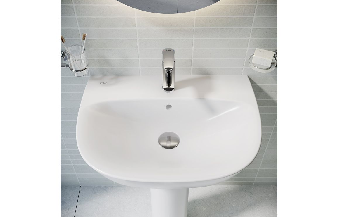 Basin Only, VitrA Zentrum 645x480mm 1TH Basin w/Overflow - White - Image 3