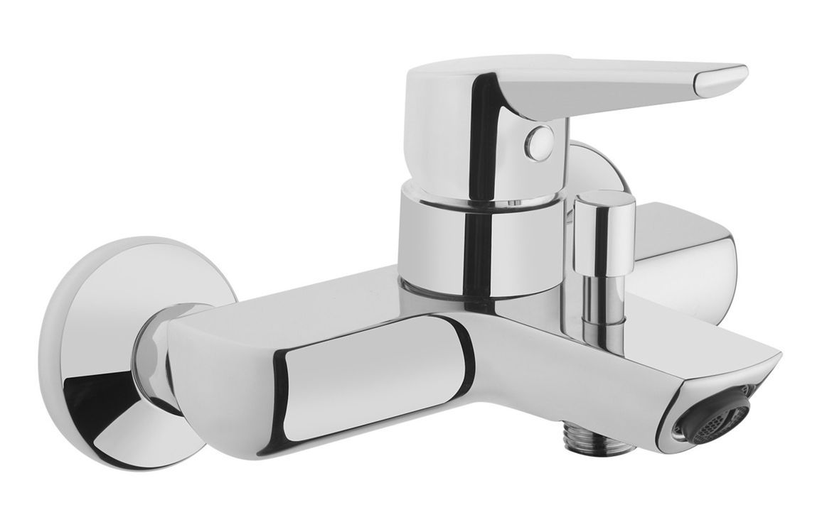 VitrA Solid S Wall Mounted Bath/Shower Mixer - Chrome, Bathroom Taps