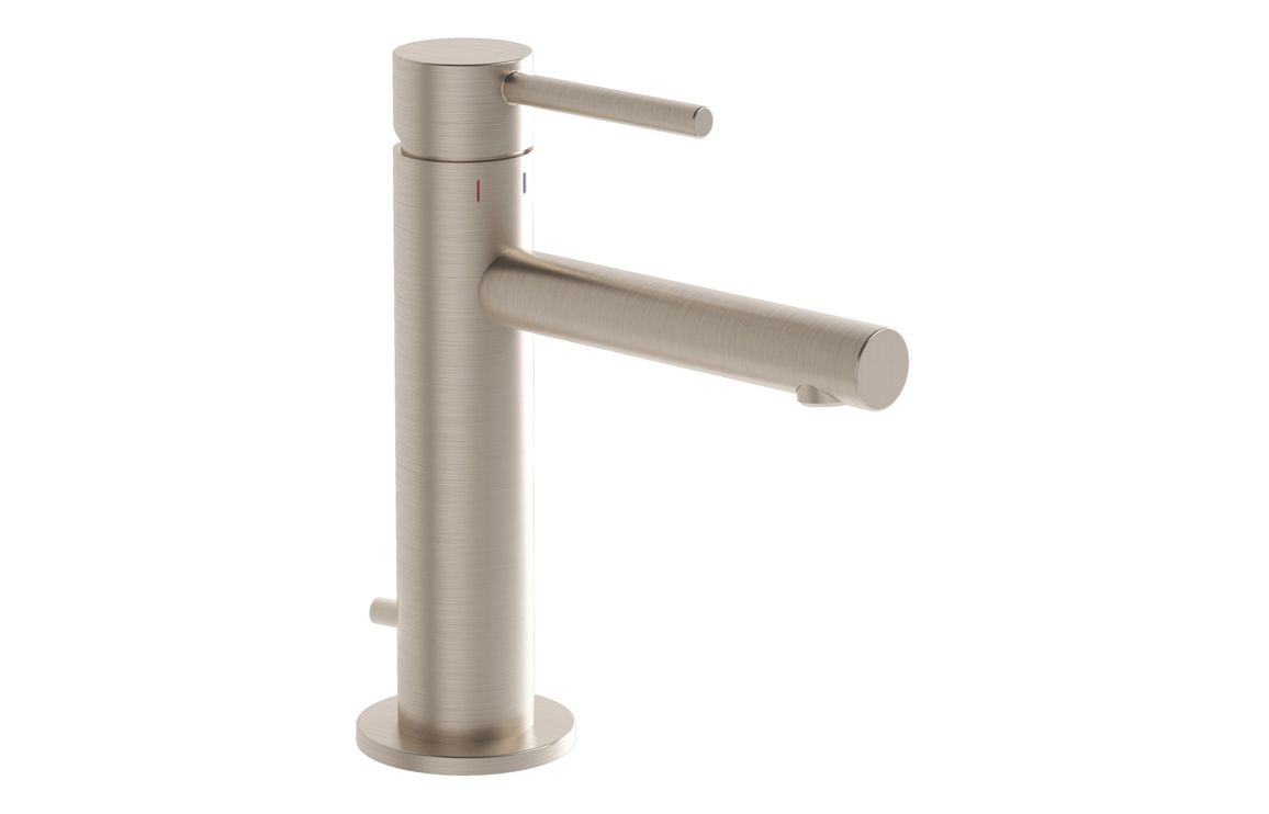 VitrA Origin Basin Mixer w/Waste Lever - Brushed Nickel, Bathroom Taps