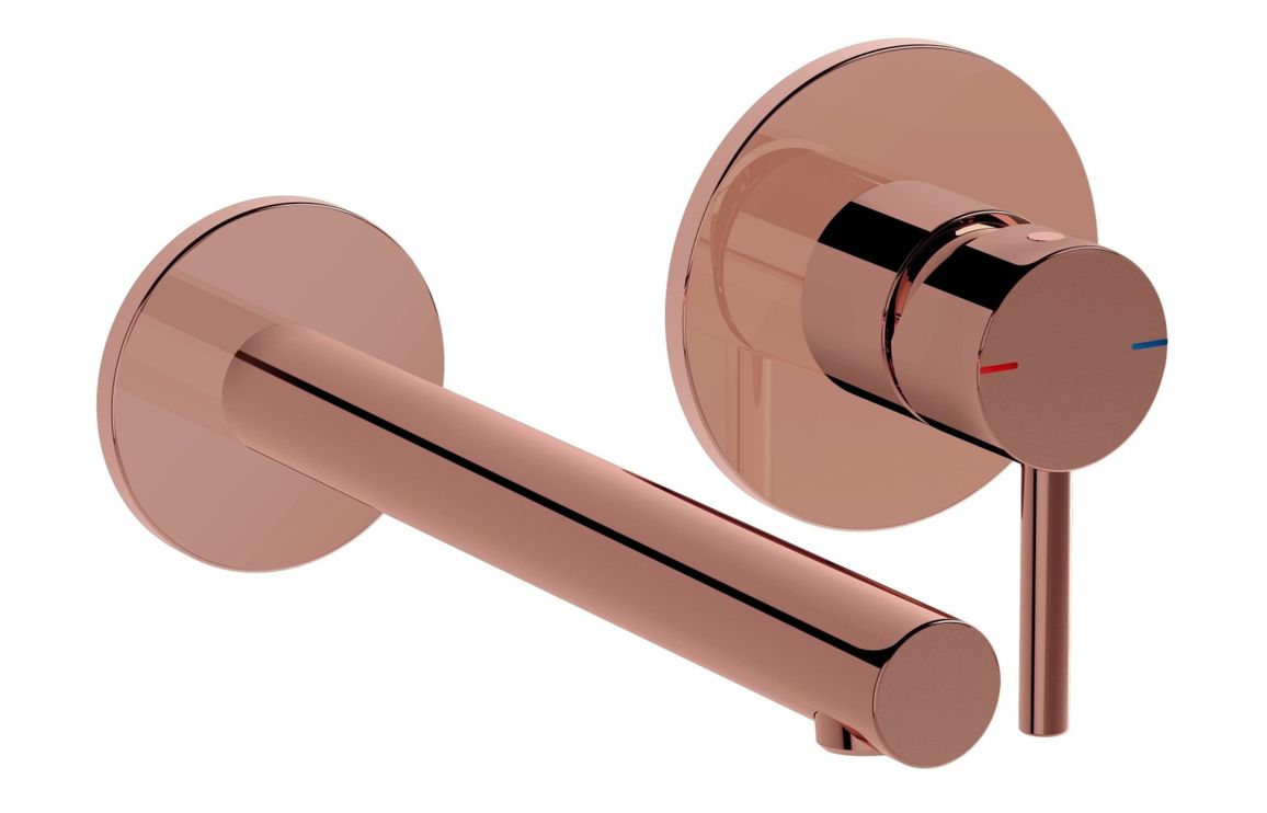 VitrA Origin Wall Mounted 2-Hole Basin Mixer - Soft Copper, Bathroom Taps