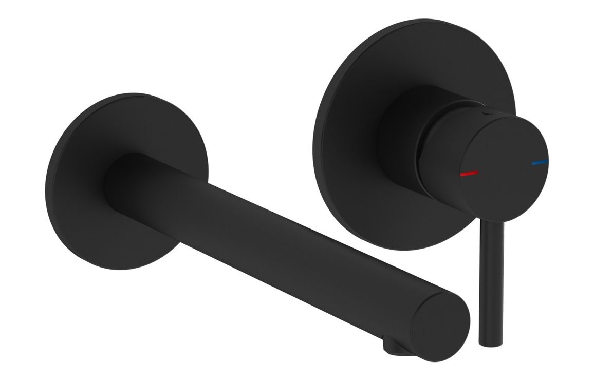 VitrA Origin Wall Mounted 2-Hole Basin Mixer - Matt Black, Bathroom Taps