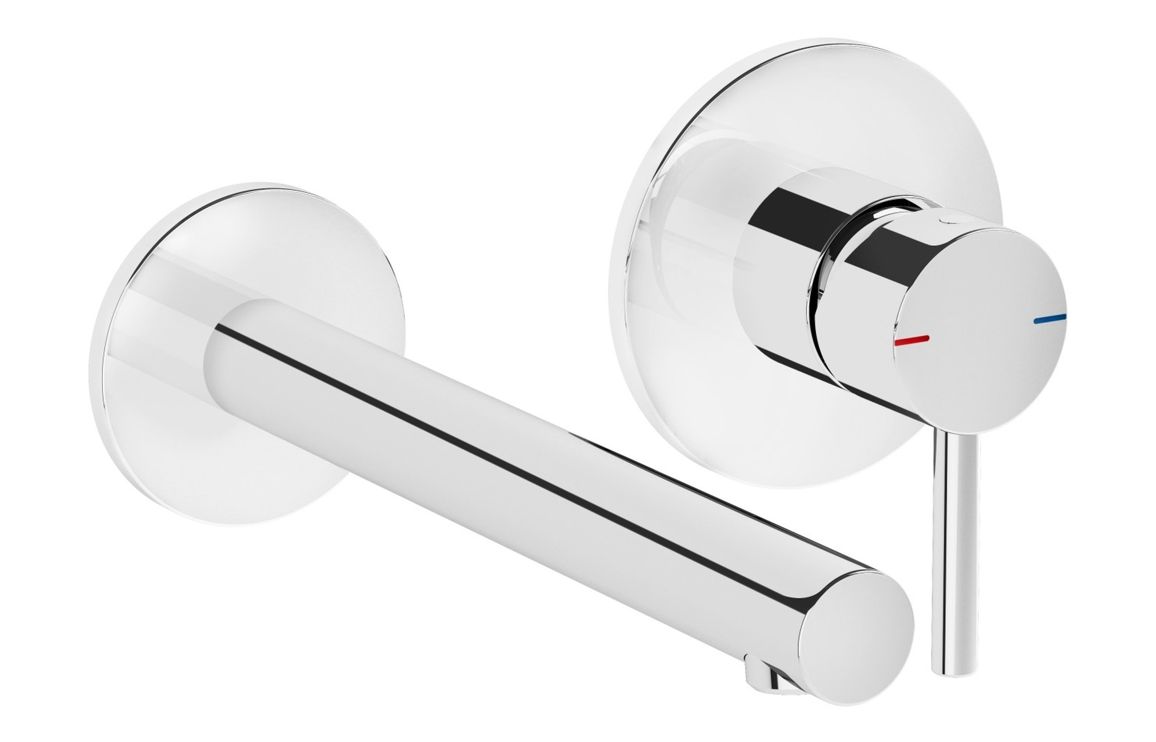 VitrA Origin Wall Mounted 2-Hole Basin Mixer - Chrome, Bathroom Taps