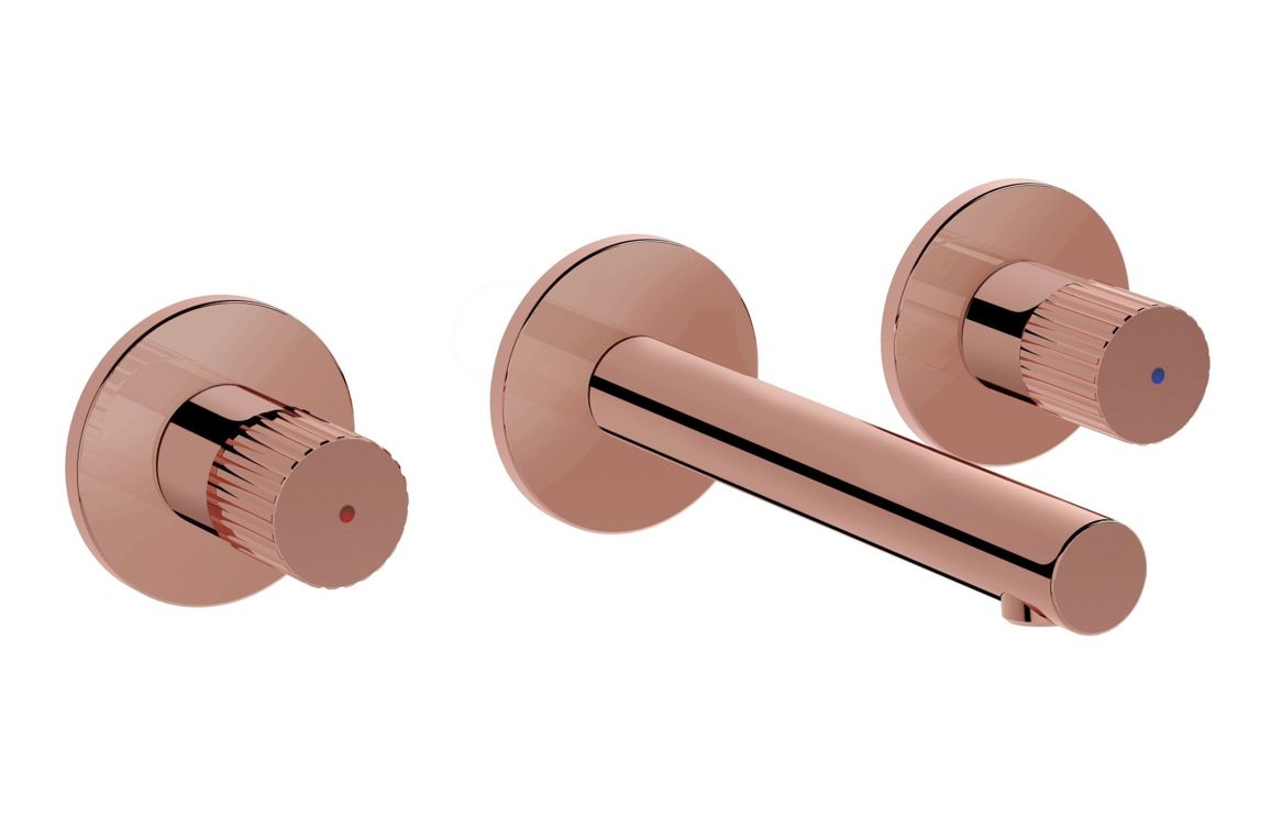 VitrA Origin Wall Mounted 3-Hole Basin Mixer - Soft Copper, Bathroom Taps
