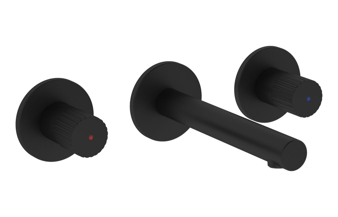 VitrA Origin Wall Mounted 3-Hole Basin Mixer - Matt Black, Bathroom Taps