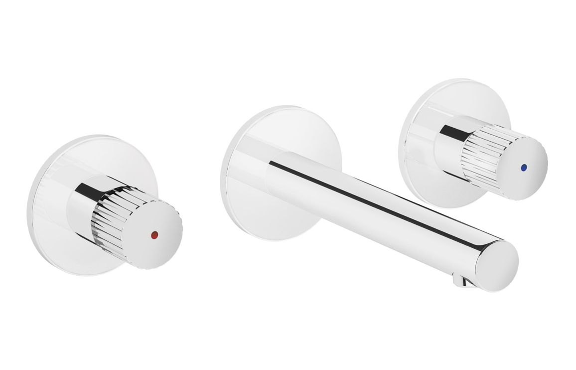 VitrA Origin Wall Mounted 3-Hole Basin Mixer - Chrome, Bathroom Taps