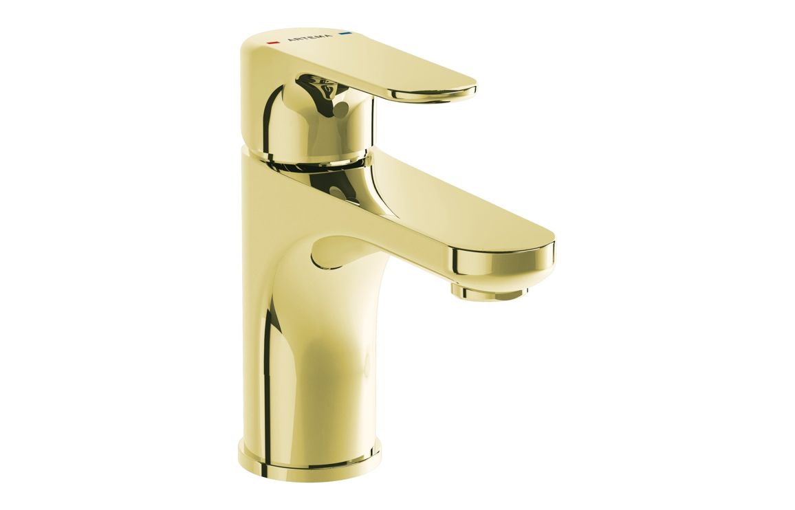 VitrA Root Round Compact Basin Mixer - Soft Gold, Bathroom Taps