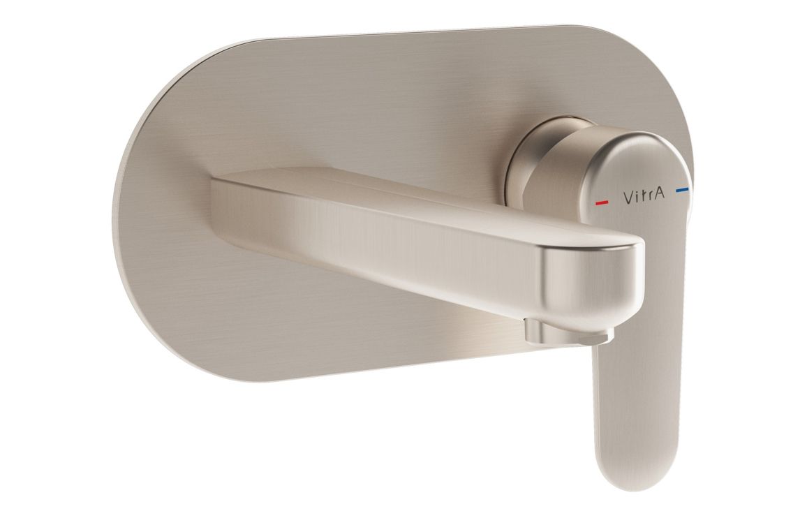 VitrA Root Round Integrated Basin Mixer - Brushed Nickel, Bathroom Taps