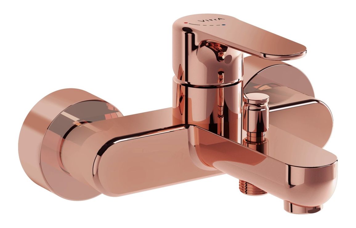 VitrA Root Round Wall Mounted Bath/Shower Mixer - Soft Copper, Bathroom Taps